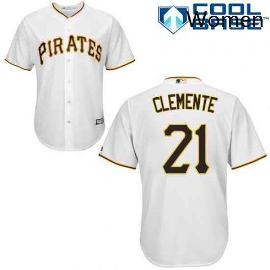 Womens Majestic Pittsburgh Pirates 21 Roberto Clemente Replica White Home Cool Base MLB Jersey